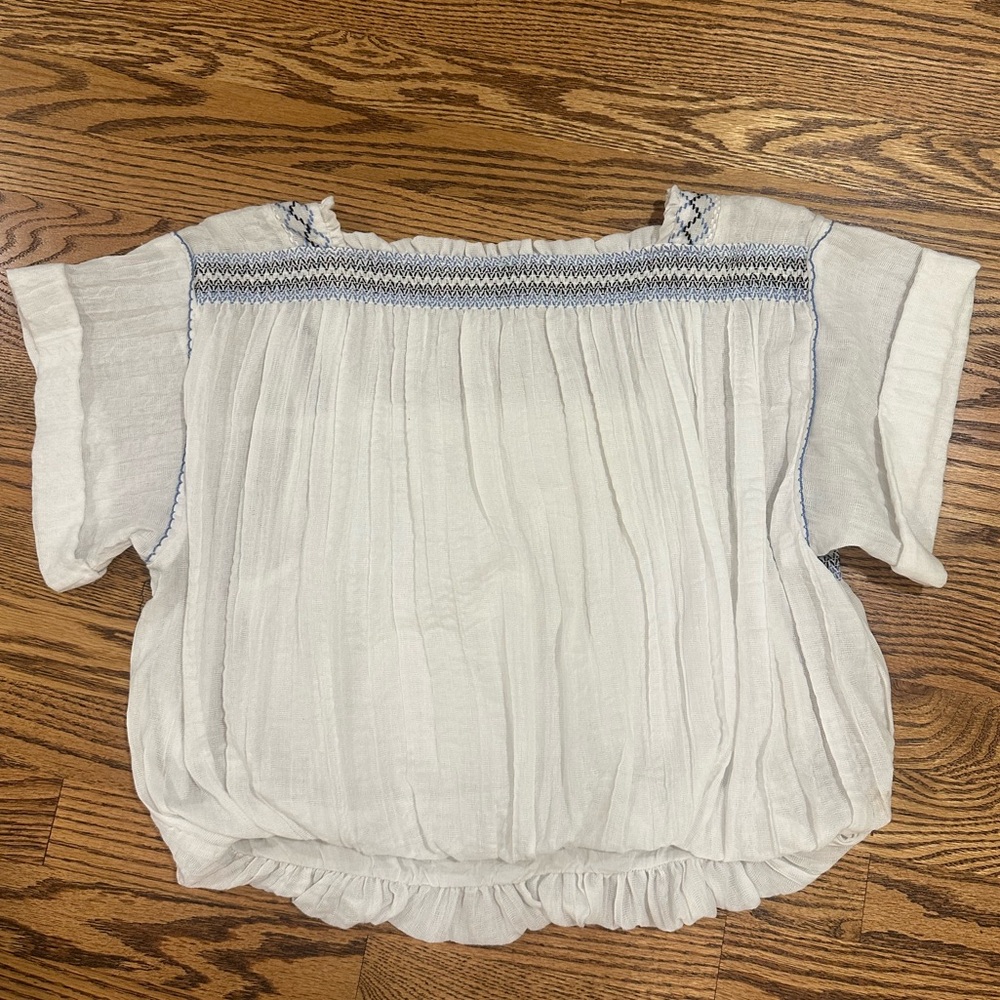 Free People Wandering Skies Cropped Bubble Blouse - Picture 6 of 7